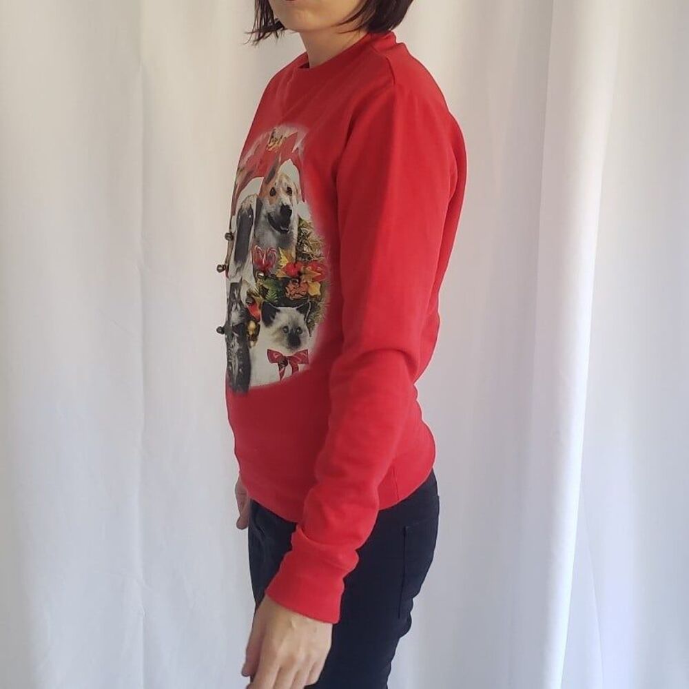 Dog and Cat Jingle Bell Christmas Sweatshirt - Picture 2 of 5